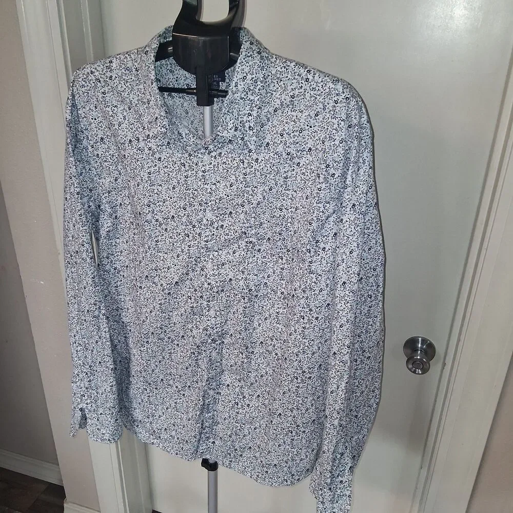 J Crew Men's Long Sleeve Micro-Floral Button-Down Shirt XXL Elevated Casual Prep